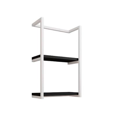 Toalheiro Para Banheiro Estilo Industrial Sahy - Branco E Prateleira Preta - Cor: Branco