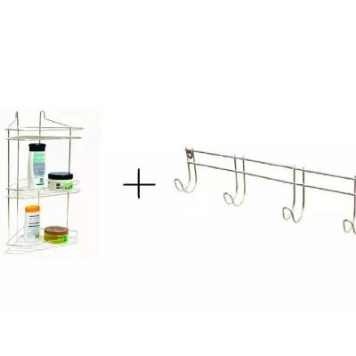 Kit Suporte Shampoo Triplo e Suporte Toalha para Banheiro