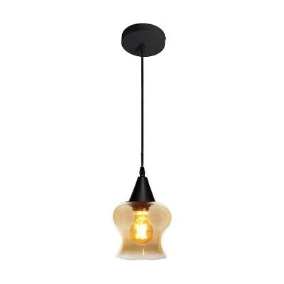 Lustre Pendente Taschibra Aisha Liso E27 Conhaque Bivolt Preto