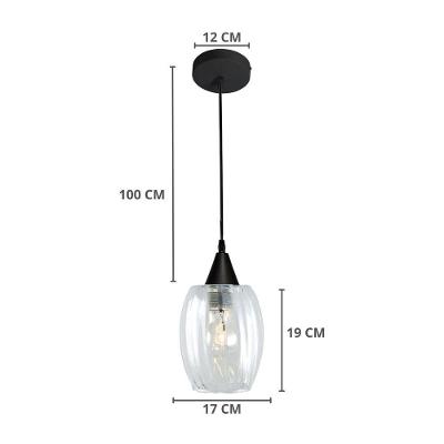 Lustre Pendente Taschibra Cristal Badih P Canelado E27 Transparente Bivolt Branco
