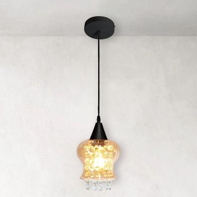 Lustre Pendente Taschibra Cristal Aisha Liso E27 Conhaque Bivolt Preto