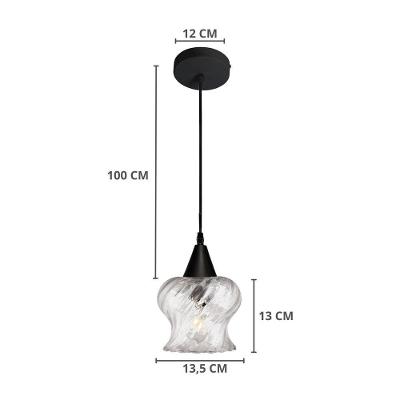 Lustre Pendente Taschibra Cristal Aisha Rigato E27 Transparente Bivolt Preto