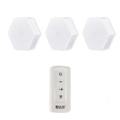 Luminaria Hexagonal Com Controle Kit 3Und Led 5w Branco