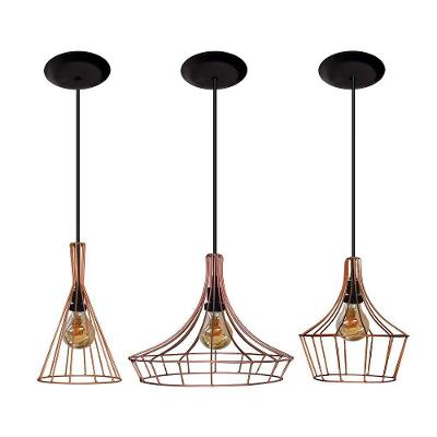 Lustre Pendente Aramado Cobre 03 Un