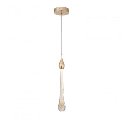 Pendente 3,5X36,5Cm E Cabo 1,5Mt Metal Dourado E Cristal Led 5W 3000K Bivolt Sindora Única Único