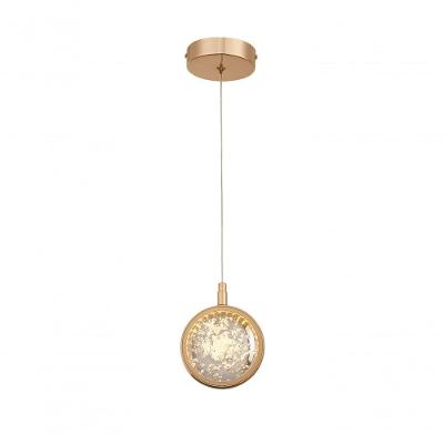 Pendente 12Cm E Cabo 1Mt Metal Dourado E Cristal Led Integrado 6W 3000K Bivolt Sindora Única Único