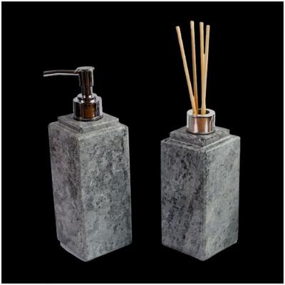 Kit Banheiro Bancada Lavabo Luxo Em Pedra Sabão N03 Prata