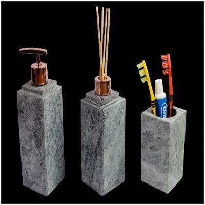 Kit Banheiro Bancada Lavabo Luxo Em Pedra Sabão N01 Rosê