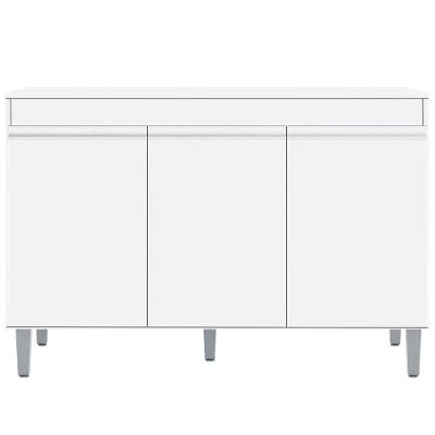 Balcão Gabinete De Pia Sem Tampo 120Cm 3 Portas Manu Branco