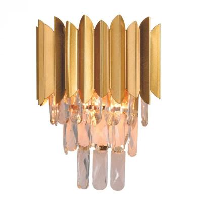 Arandela Metal Dourado Com Cristais Transparentes 2 Lâmpadas E14 - Sindora Única Unic