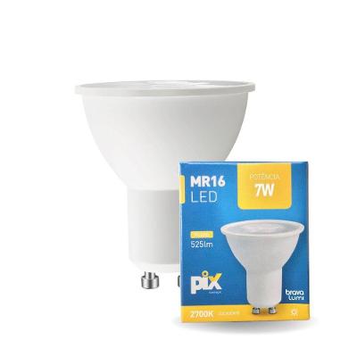 Lâmpada Led Pix Dicroica Mr16 7w Bivolt 2700k Luz Quente