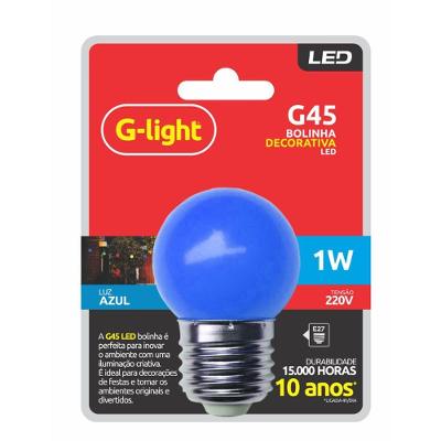 Lâmpada G45 Led 1w 220v E27 Azul