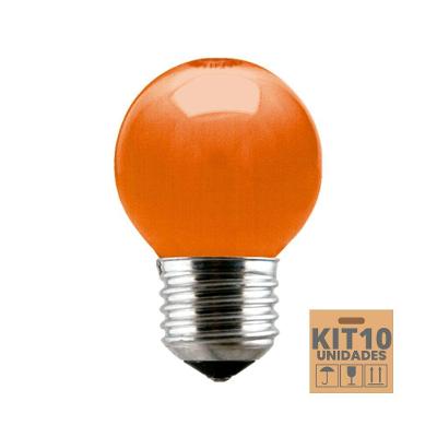 Kit 10 Lâmpadas Incandescente Taschibra Bolinha 15w E27 220v Laranja
