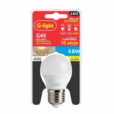 Lâmpada Led Ence G45 Leitoso 4,8w 180 E27 Autovolt 6500k - Luz Branca