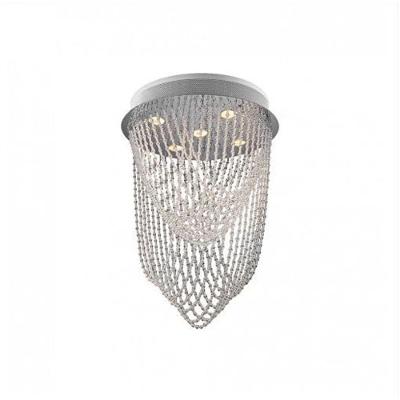 Lustre Plafon Light Redondo - Gotas De Cristais 5 Luzes Gu10