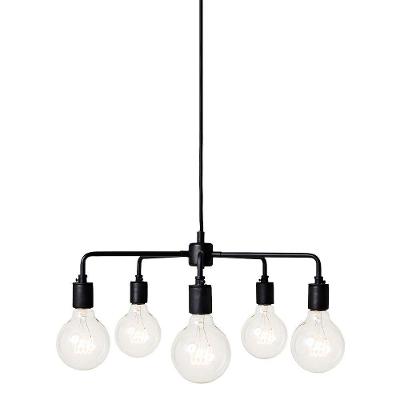 Lustre Pendente Taschibra Drops Preto Para 5 Lâmpadas E27 Bivolt