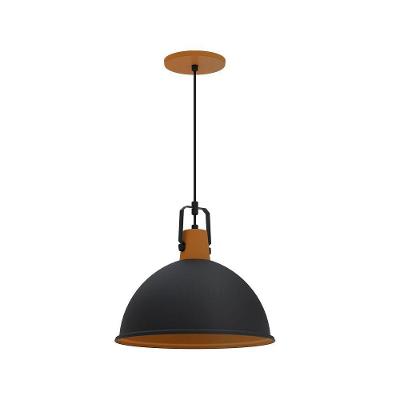 Lustre Pendente Taschibra Factory Cúpula P E27 Bivolt Preto Fosco