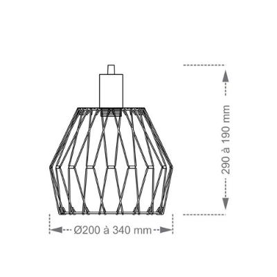Lustre Pendente Taschibra Forms G 200 Preto E27 Bivolt