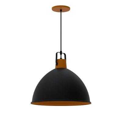 Lustre Pendente Taschibra Factory Cúpula G E27 Bivolt Preto Fosco