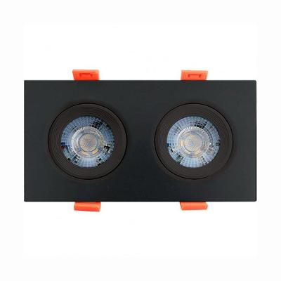 Spot Led Quadrado De Embutir Easy Duplo 10w Preto Bivolt Llum 6500k Luz Fria