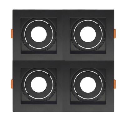Spot De Embutir Quadrado Recuado Quadruplo Mr11 Direcionável Preto