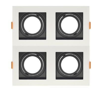 Spot De Embutir Quadrado Recuado Quadruplo Mr16 Direcionável Branco Com Preto