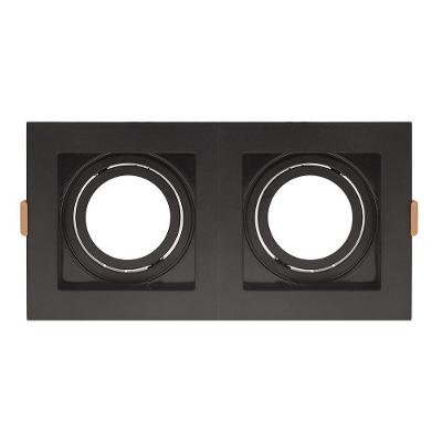 Spot De Embutir Quadrado Recuado Duplo Ar70 Direcionável Preto