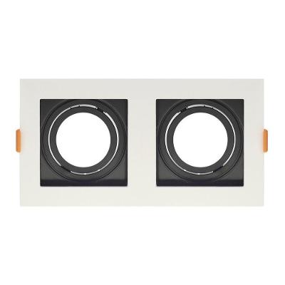 Spot De Embutir Quadrado Recuado Duplo Ar70 Direcionável Branco Com Preto
