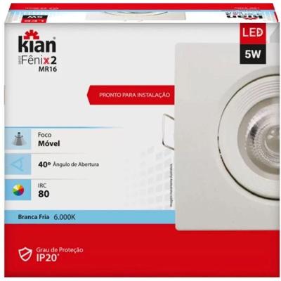 Kit 7 Spot Led Embutir 5w Quadrado 9x9cm Branco Frio Bivolt