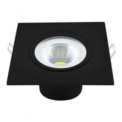 Kit 4 Spot Led 5w Quadrado Embutir Branco Frio 9x9cm Preto