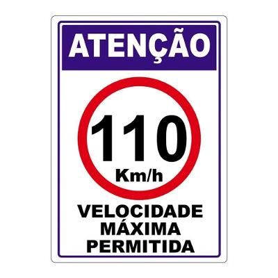 Adesivo Velocidade Máxima Permitida 110Km Por Hora Branco
