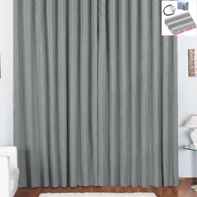 Cortina Pryme 2 Metros Sala Quarto Em Oxford Para Trilho Comum Cinza