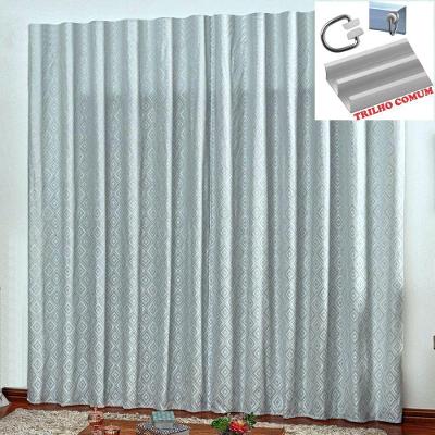 Cortina Em Jacquard Degradê 2,00 X 1,70 Para Trilho Comum - Cinza
