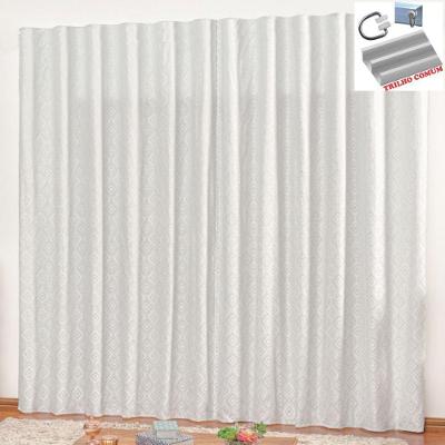 Cortina Em Jacquard Degradê 2,00 X 1,70 Para Trilho Comum - Branca