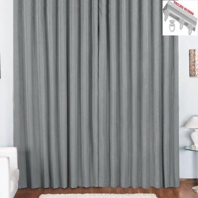 Cortina Pryme 2 Metros Sala Quarto Em Oxford Para Trilho Suisso Cinza