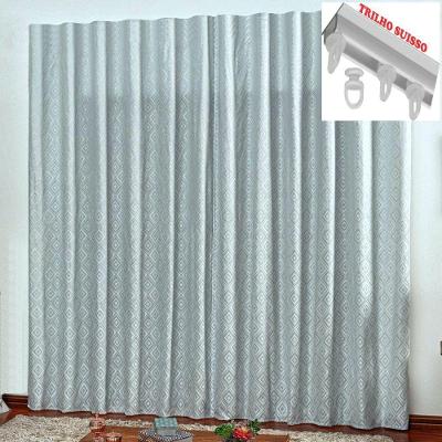 Cortina Em Jacquard Degradê 2,00 X 1,70 Para Trilho Suisso - Cinza