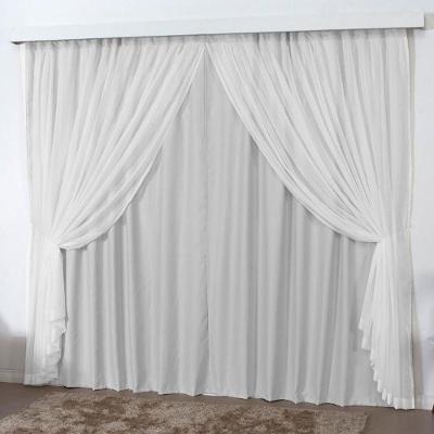 Cortina 2 Mts Sala Quarto Escritório Blackout Voal Trilho Comum - Cinza Claro