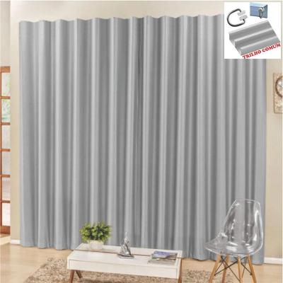 Cortina 2 Mts Sala Quarto Escritório Blackout Para Trilho Comum - Cinza