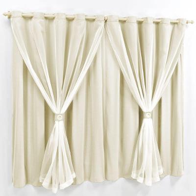 Cortina 2 Mts Sala Quarto Malha Com Voal Trilho Suisso Baratissima Palha