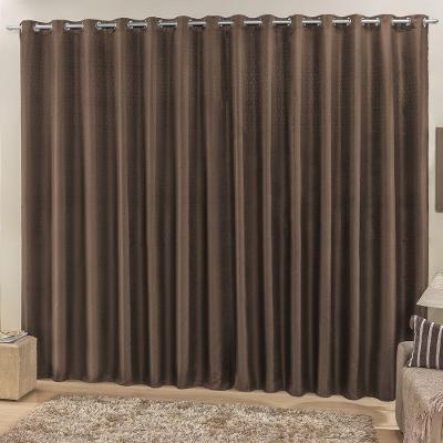 Cortina 3 Mts Sala Quarto Escritório Ráfia Trilho Suisso Baratissima Tabaco