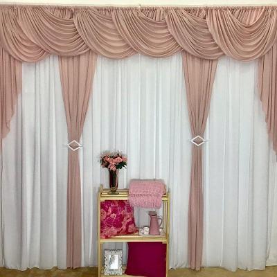 Cortina Mara Para Varão Duplo Malha Gel 3,00M X 2,60M - Rosê e Branco