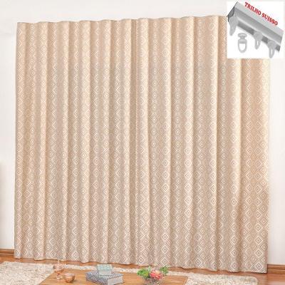 Cortina Em Jacquard Bahamas 2,00 X 1,70 Para Trilho Suisso - Bege