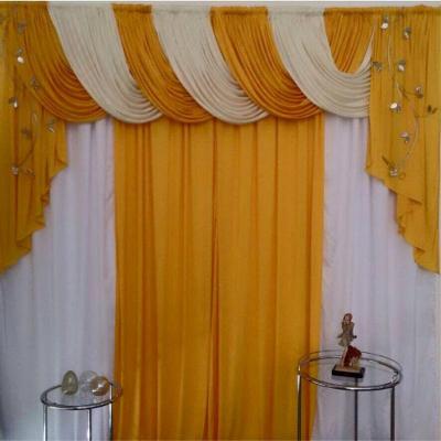Cortina Flórida Para Varão Em Malha 3,00m X 2,60m Sala Quarto - Amarela
