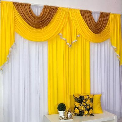 Cortina Mayara Varão Duplo Malha e Franja 3,00M X 2,60M - Amarelo Mostarda Branco