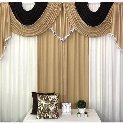 Cortina Mayara Varão Duplo Malha e Franja 3,00M X 2,60M - Avelã Tabaco Branco