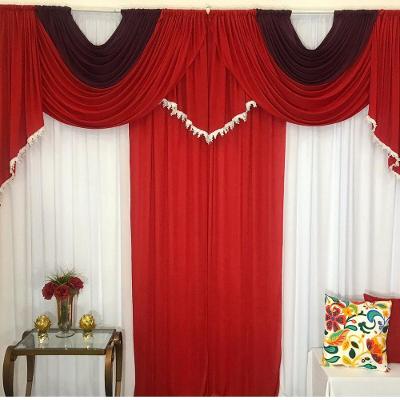 Cortina Mayara Varão Duplo Malha e Franja 3,00M X 2,60M - Vermelho Vinho Branco