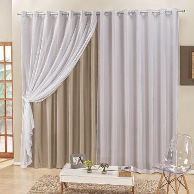 Cortina 2 Mts Sala Quarto Voal E Semiblackout Para Trilho Suisso Bege