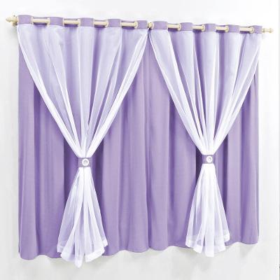 Cortina 2 Mts Sala Quarto Malha Com Voal Varão Baratissima Lilás