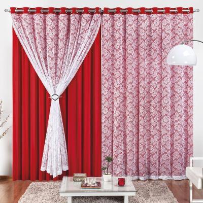 Cortina 4 Mt Sala Quarto Renda Com Malha Para Trilho Comum Baratissima Vermelho