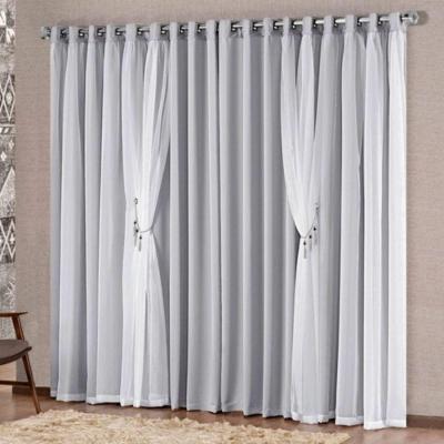 Cortina Bélgica 2 Mts Sala Quarto Blackout Para Varão - Cinza
